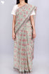 Kota Doria Saree In Floral Block Print